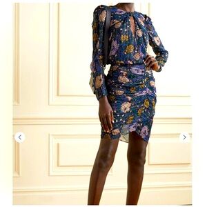 Veronica Beard Peppa black floral silk mini dress, size 16, like new